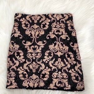 DYNAMITE BLACK & GOLD GLITTER POWER SKIRT - JUPE